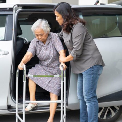 helping an old woman