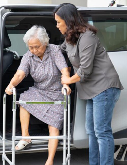 helping an old woman